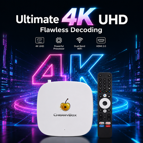 Cherry Player 2026 4K Android Media Player with Voice Remote