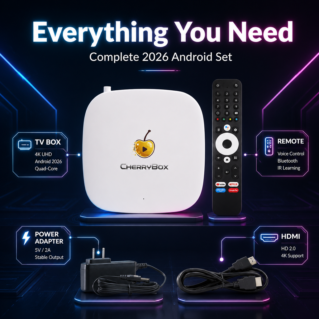 Cherry Player 2026 4K Android Media Player with Voice Remote